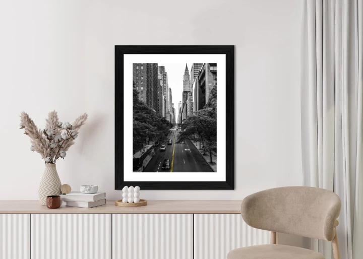 Plakat Czarno Biała Ulica Manhattanu W Nowym Jorku
