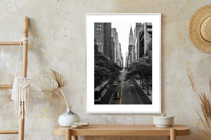 Plakat Czarno Biała Ulica Manhattanu W Nowym Jorku