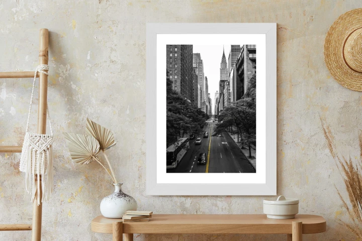 Plakat Czarno Biała Ulica Manhattanu W Nowym Jorku