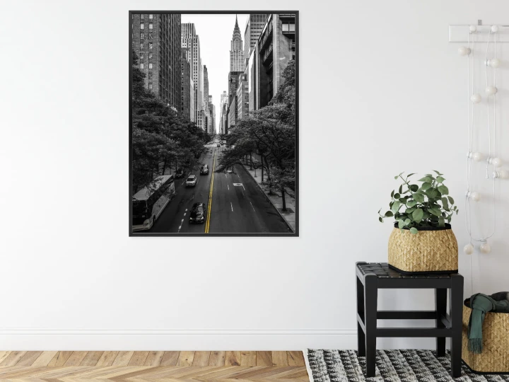 Plakat Czarno Biała Ulica Manhattanu W Nowym Jorku