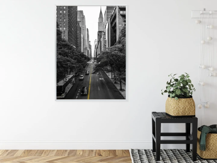 Plakat Czarno Biała Ulica Manhattanu W Nowym Jorku