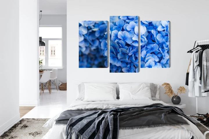 Obraz Wieloczęściowy Kwiaty Niebieskiej Hortensji Z Bliska