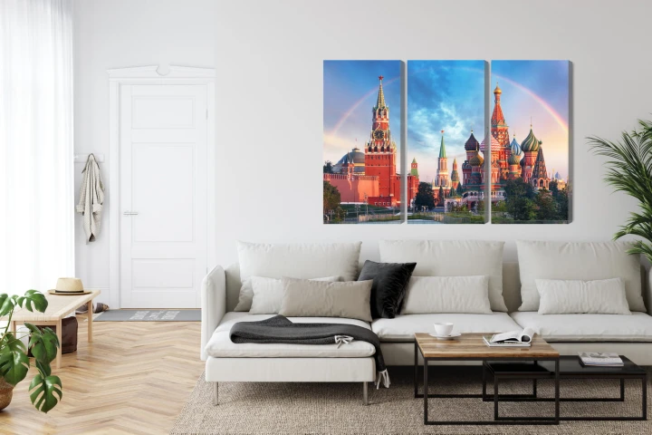 Obraz Wieloczęściowy Panorama Placu Czerwonego Z Kremlem I Soborem Wasyla Błogosławionego