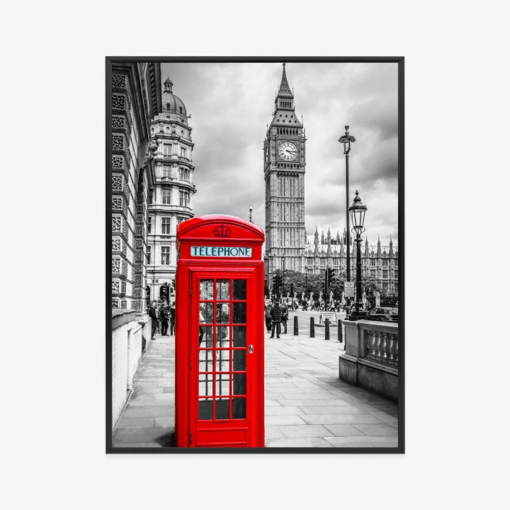 Plakat Big Ben W Tle Czerwonej Budki Telefonicznej