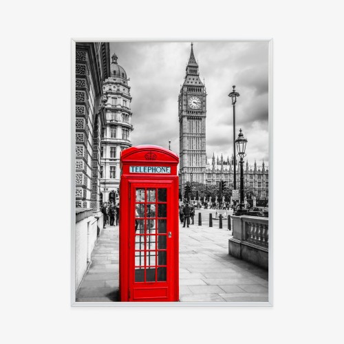 Plakat Big Ben W Tle Czerwonej Budki Telefonicznej
