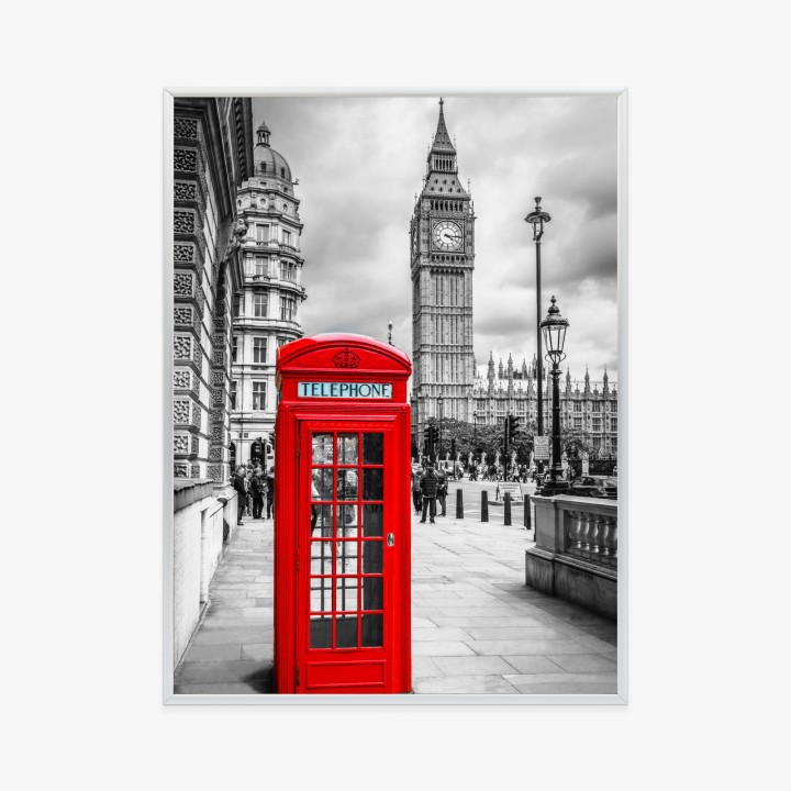 Plakat Big Ben W Tle Czerwonej Budki Telefonicznej