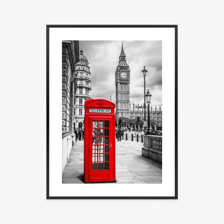 Plakat Big Ben W Tle Czerwonej Budki Telefonicznej