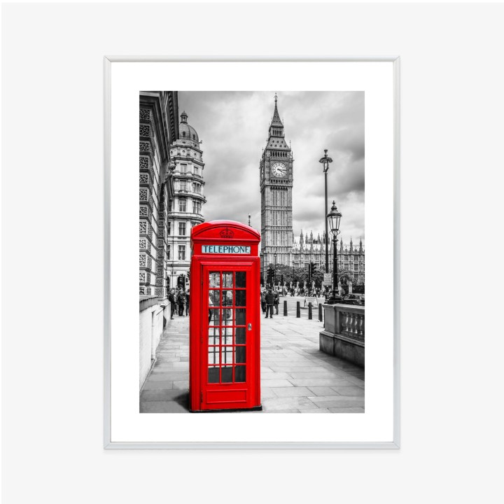 Plakat Big Ben W Tle Czerwonej Budki Telefonicznej
