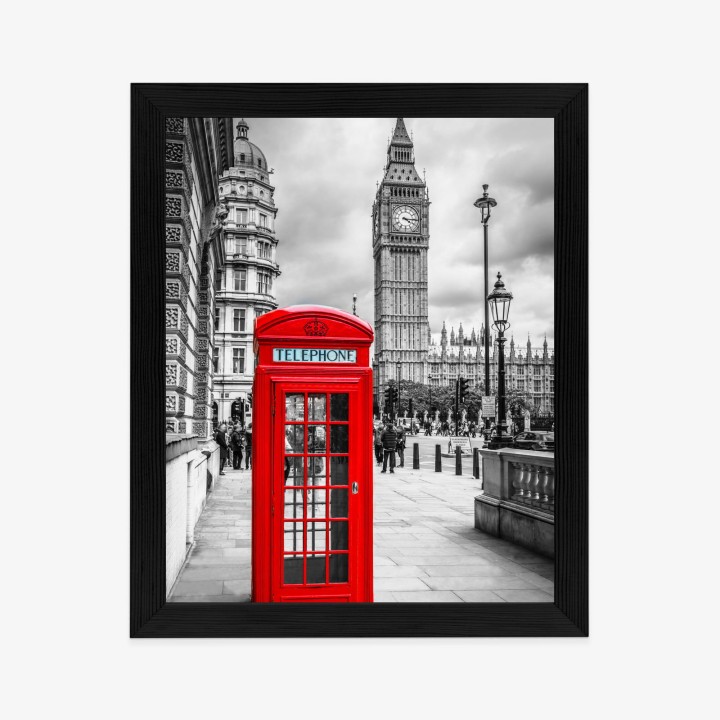 Plakat Big Ben W Tle Czerwonej Budki Telefonicznej