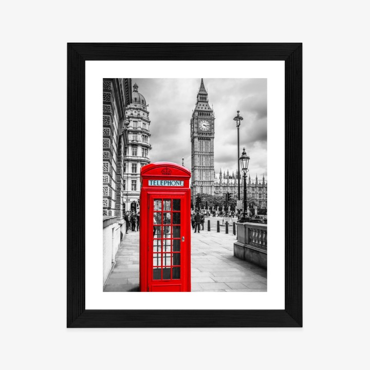 Plakat Big Ben W Tle Czerwonej Budki Telefonicznej