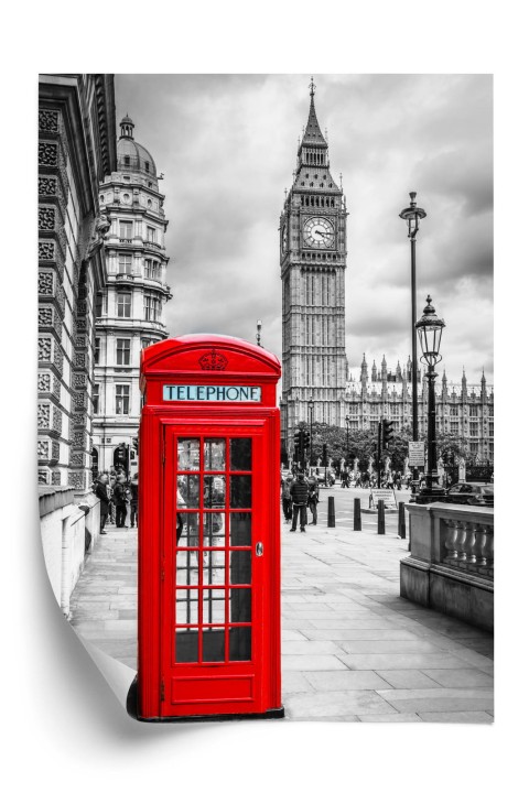 Plakat Big Ben W Tle Czerwonej Budki Telefonicznej