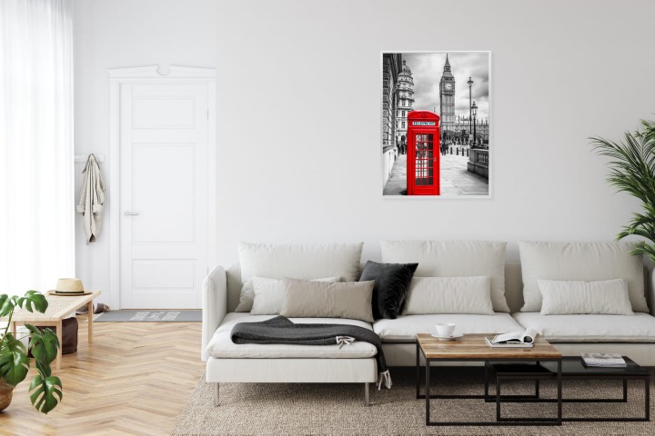 Plakat Big Ben W Tle Czerwonej Budki Telefonicznej