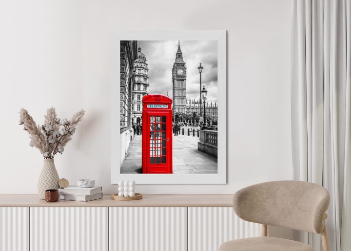 Plakat Big Ben W Tle Czerwonej Budki Telefonicznej