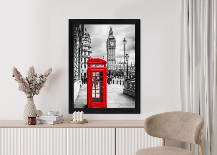 Plakat Big Ben W Tle Czerwonej Budki Telefonicznej