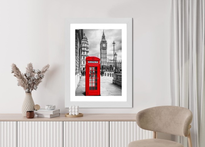 Plakat Big Ben W Tle Czerwonej Budki Telefonicznej