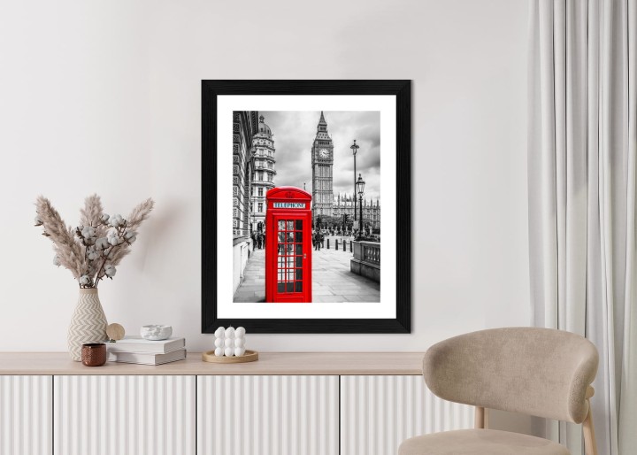 Plakat Big Ben W Tle Czerwonej Budki Telefonicznej