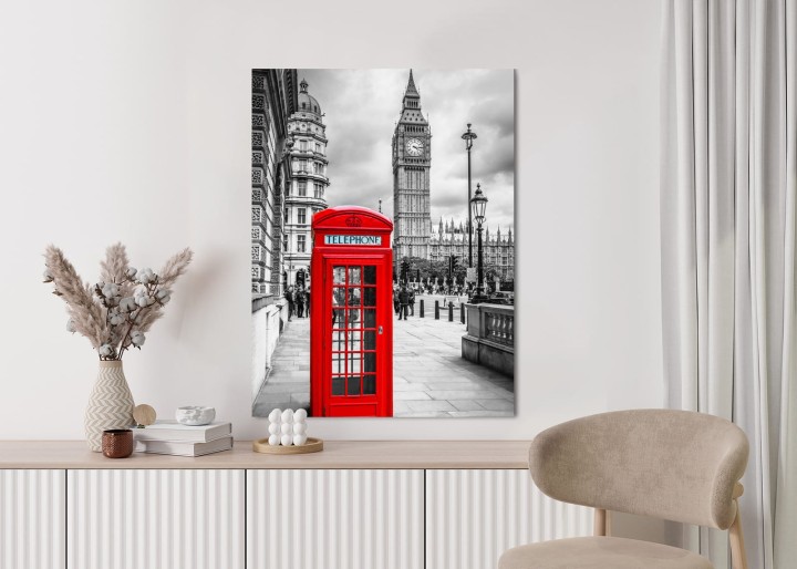 Plakat Big Ben W Tle Czerwonej Budki Telefonicznej