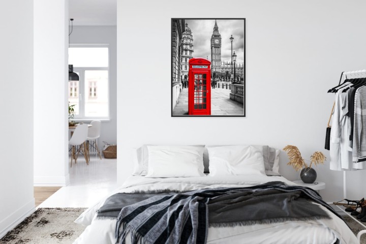 Plakat Big Ben W Tle Czerwonej Budki Telefonicznej