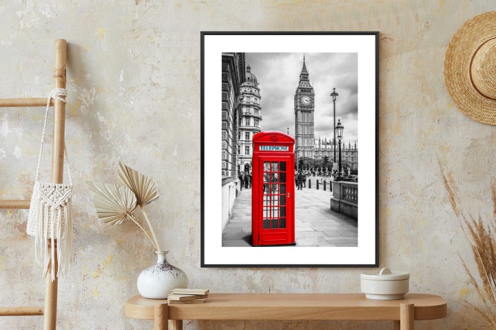 Plakat Big Ben W Tle Czerwonej Budki Telefonicznej