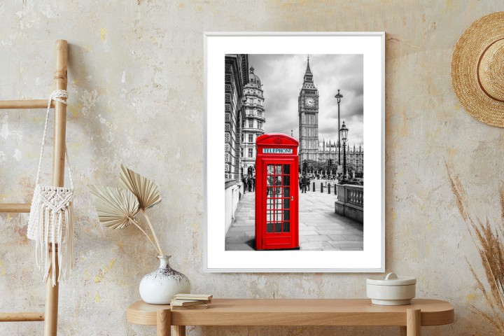 Plakat Big Ben W Tle Czerwonej Budki Telefonicznej