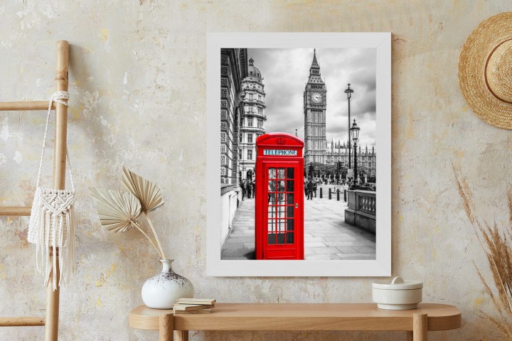 Plakat Big Ben W Tle Czerwonej Budki Telefonicznej