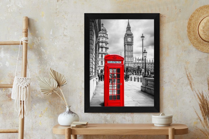 Plakat Big Ben W Tle Czerwonej Budki Telefonicznej