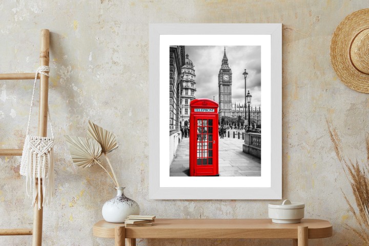 Plakat Big Ben W Tle Czerwonej Budki Telefonicznej