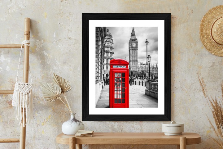 Plakat Big Ben W Tle Czerwonej Budki Telefonicznej
