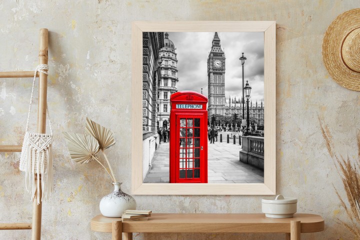 Plakat Big Ben W Tle Czerwonej Budki Telefonicznej