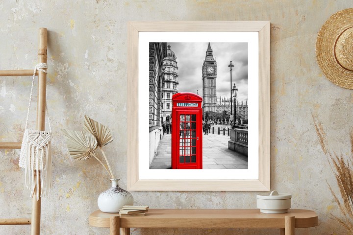Plakat Big Ben W Tle Czerwonej Budki Telefonicznej