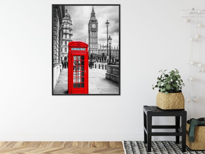 Plakat Big Ben W Tle Czerwonej Budki Telefonicznej
