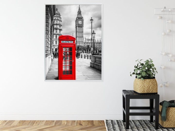Plakat Big Ben W Tle Czerwonej Budki Telefonicznej