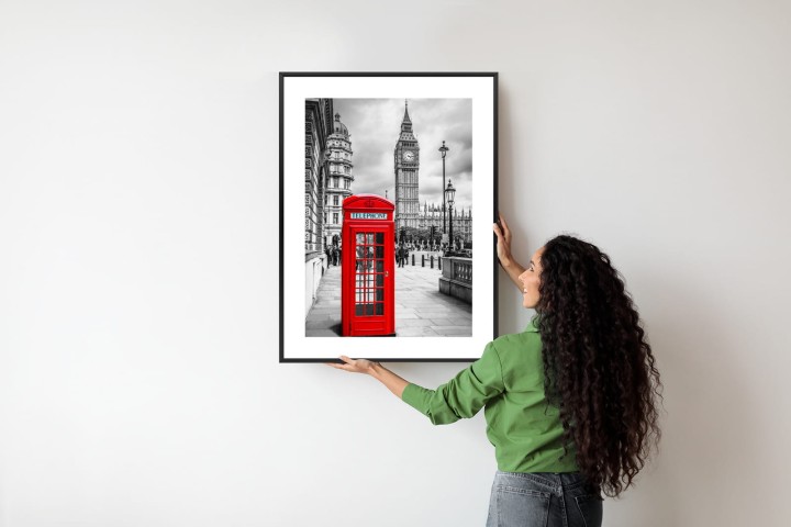 Plakat Big Ben W Tle Czerwonej Budki Telefonicznej