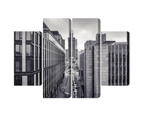 Obraz Wieloczęściowy Czarno-Biała Panorama Centrum Warszawy
