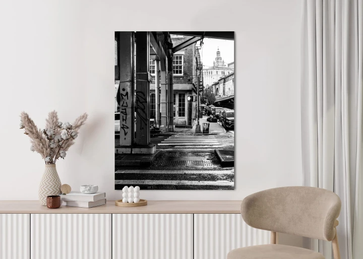 Plakat Czarno Biała Architektura Na Ulicy W Barcelonie