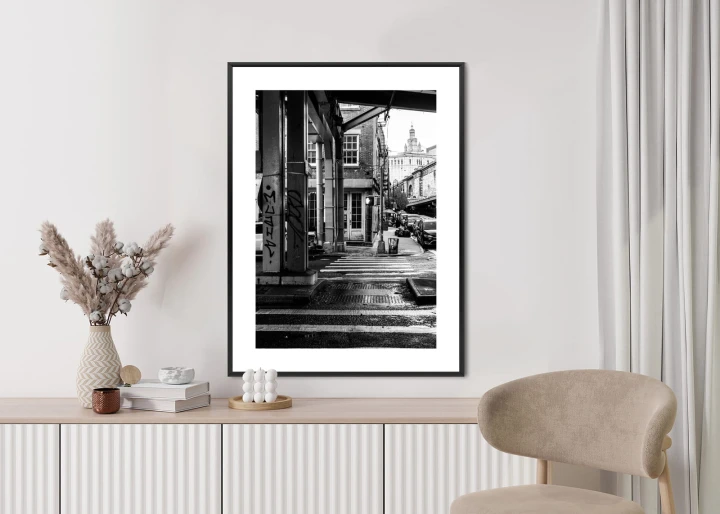 Plakat Czarno Biała Architektura Na Ulicy W Barcelonie