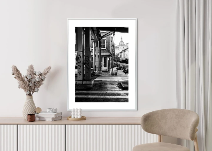 Plakat Czarno Biała Architektura Na Ulicy W Barcelonie