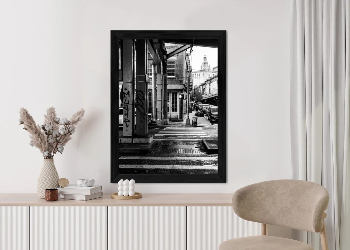 Plakat Czarno Biała Architektura Na Ulicy W Barcelonie