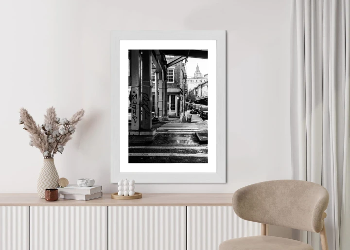 Plakat Czarno Biała Architektura Na Ulicy W Barcelonie