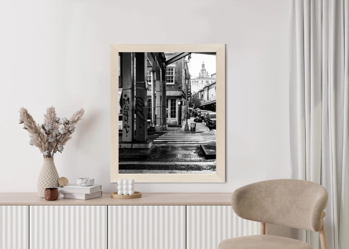 Plakat Czarno Biała Architektura Na Ulicy W Barcelonie