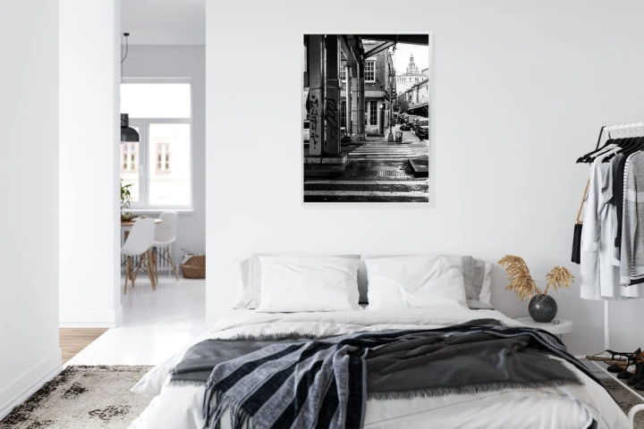 Plakat Czarno Biała Architektura Na Ulicy W Barcelonie