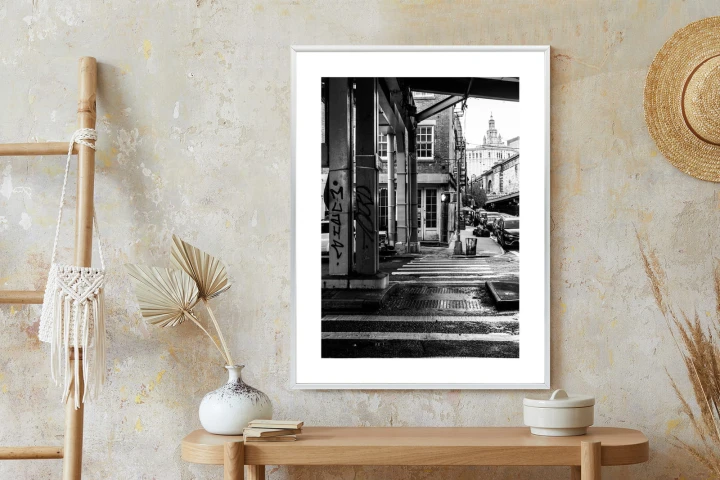 Plakat Czarno Biała Architektura Na Ulicy W Barcelonie