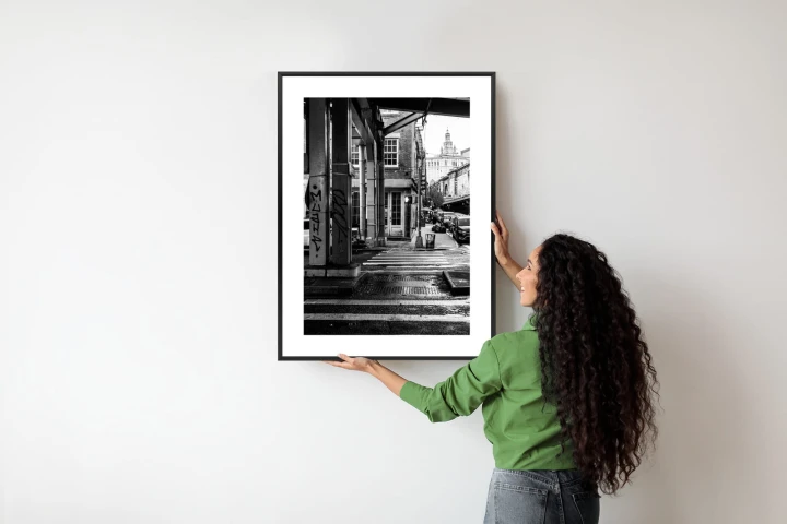 Plakat Czarno Biała Architektura Na Ulicy W Barcelonie