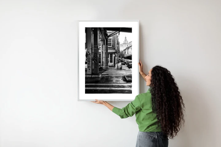 Plakat Czarno Biała Architektura Na Ulicy W Barcelonie