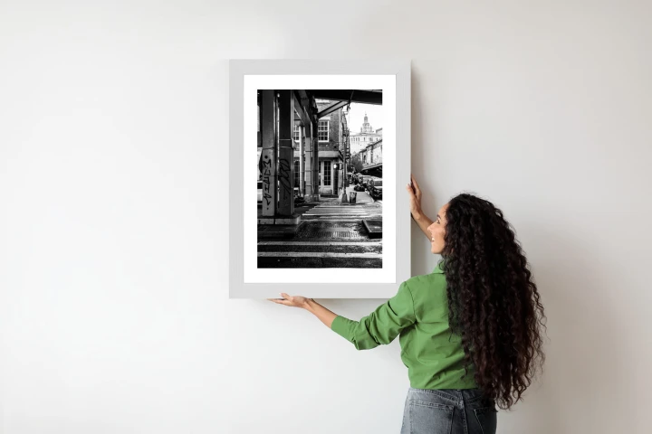 Plakat Czarno Biała Architektura Na Ulicy W Barcelonie