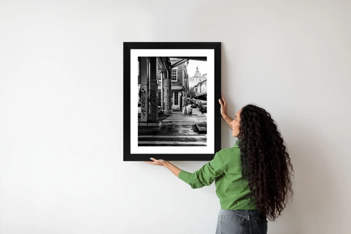 Plakat Czarno Biała Architektura Na Ulicy W Barcelonie