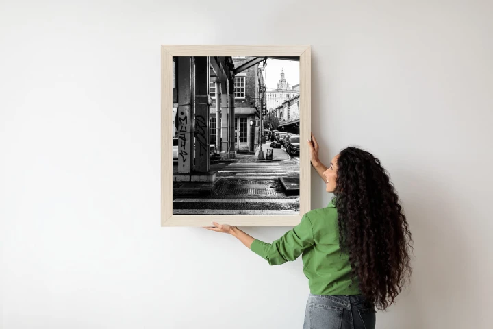 Plakat Czarno Biała Architektura Na Ulicy W Barcelonie