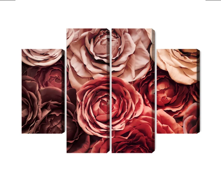 Obraz Wieloczęściowy Kolorowe Kwiaty Z Bliska 3D