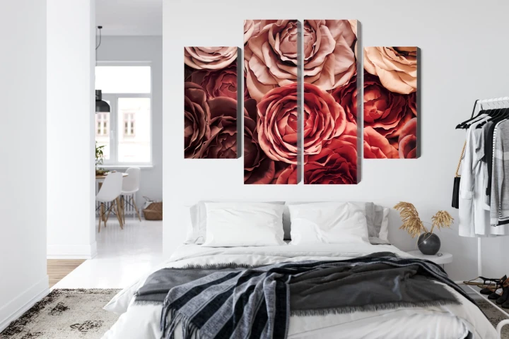 Obraz Wieloczęściowy Kolorowe Kwiaty Z Bliska 3D