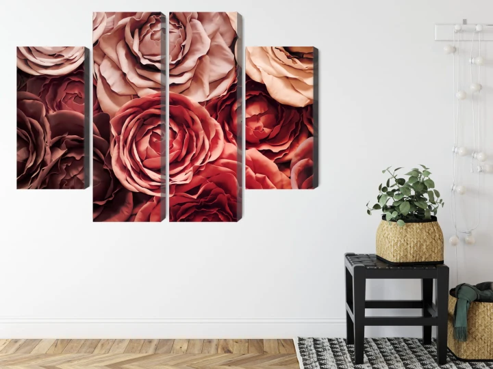 Obraz Wieloczęściowy Kolorowe Kwiaty Z Bliska 3D